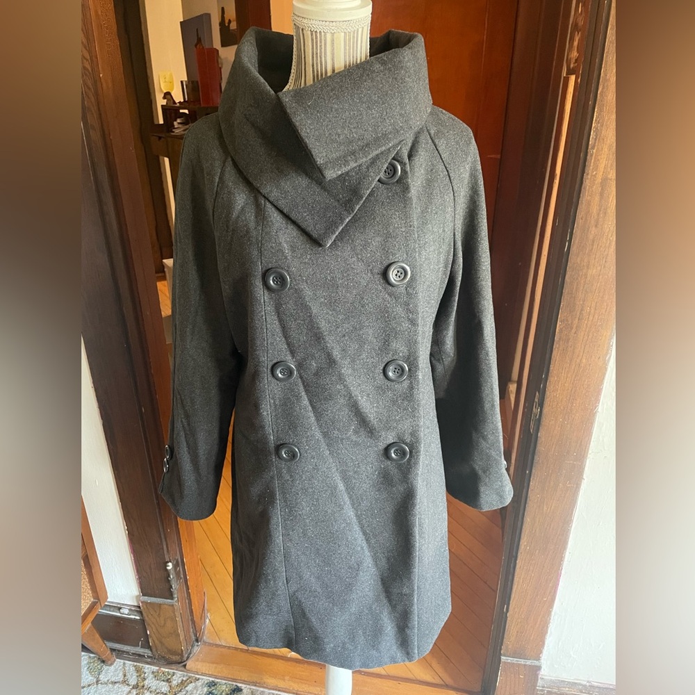 Gray Ambiance Apparel Double breasted wool Pea Coat- Large